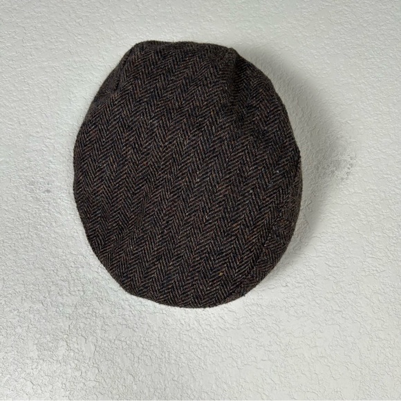 VTG Driving Flat Scally Cap Sz 7 1/8 herringbone tweed made in USA Preppy - Picture 2 of 9